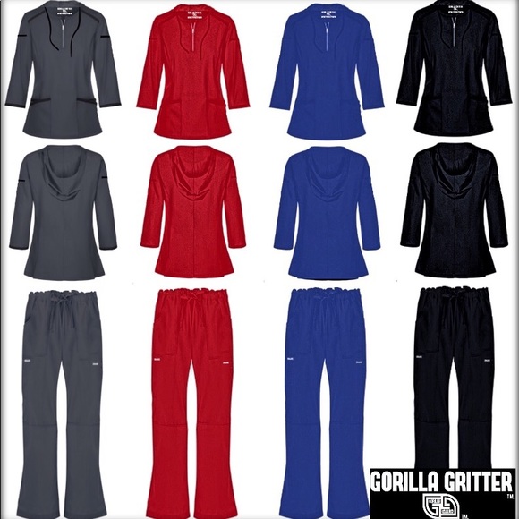 Medical hooded scrub tops with matching bottoms - Picture 2 of 2